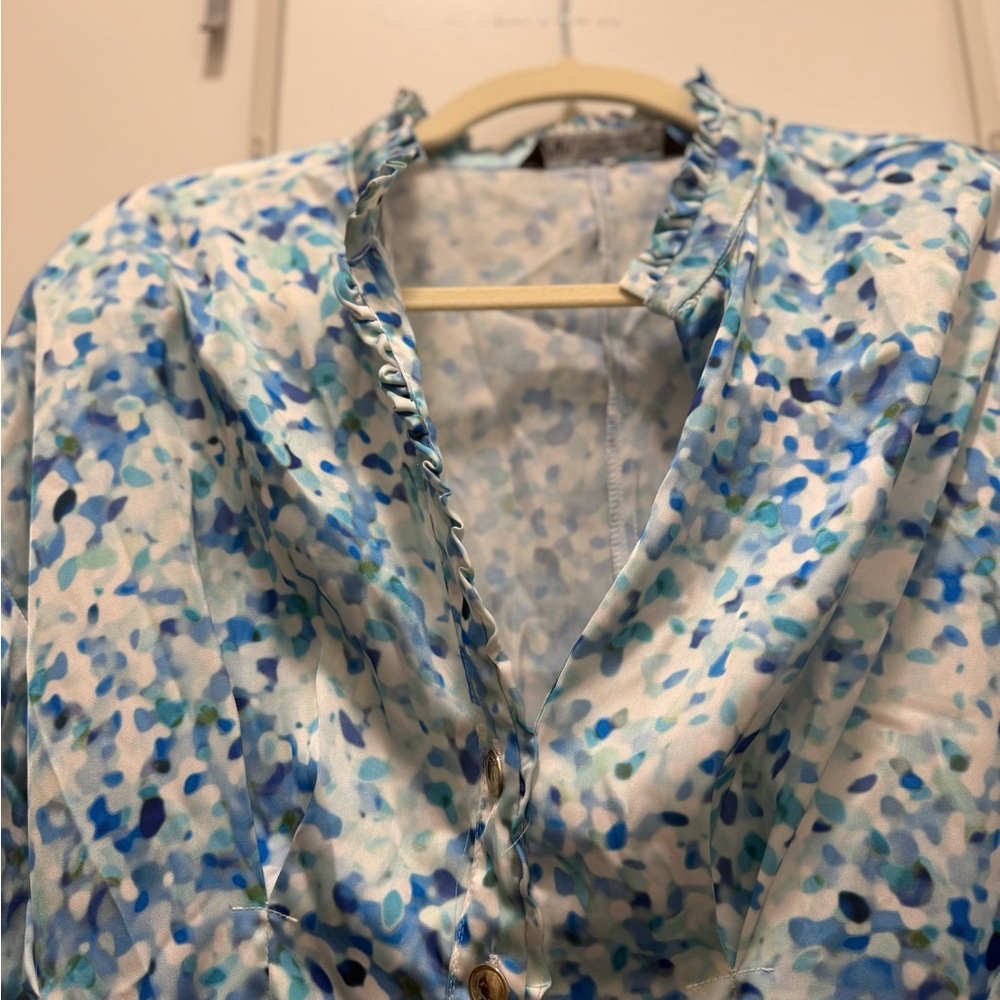 Zara Stylish Blue Patterned Women's Mini Dress - Picture 3 of 4